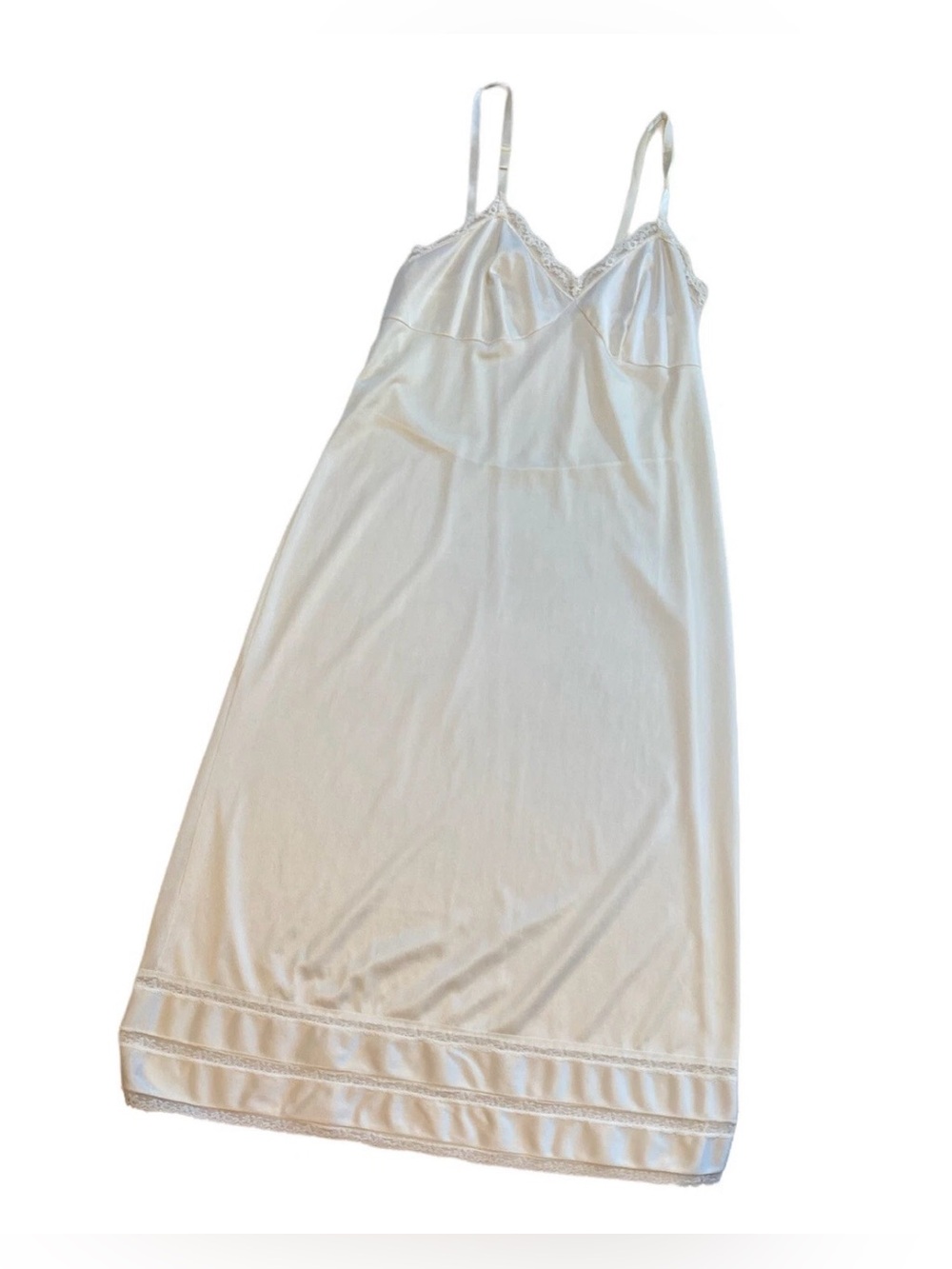 Texsheen Slip Womens 34 Ivory  Silky Lace Glam Retro Cottage Fairy Whimsical Vtg